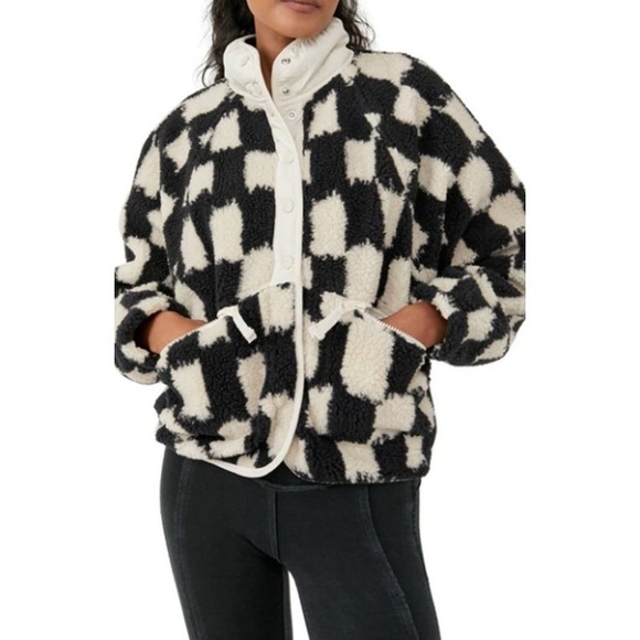 Free People FP Movement Rocky Ridge Jacket Black Check - Picture 1 of 6